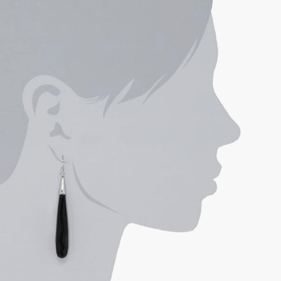 Nicky Hilton "Bryant Park" Silver Black Color Stone Dangle Earrings - Picture 3 of 3